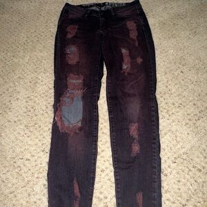 Rewash Dark Purple Distressed Skinny Jeans